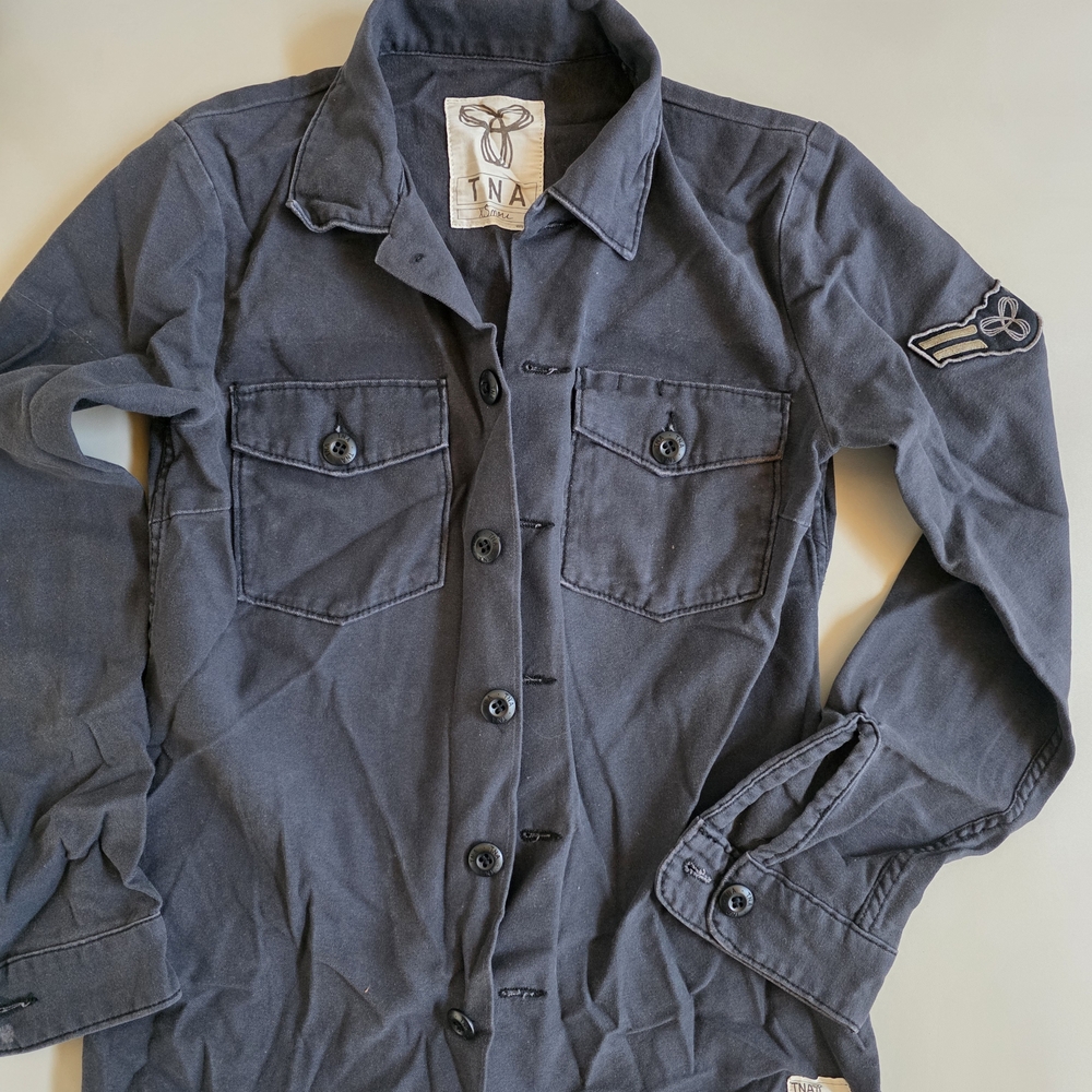 TNA Aritzia Women's Navy Blue Military Field Chore Barn Utility Jacket Shacket